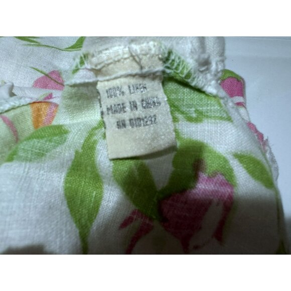 Cotton Connection Vtg Linen Floral Sleeveless Blouse Top Sz S Ruffle Trim Girly - Picture 7 of 7